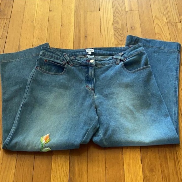 Cache embroidered floral animal Capri denim jeans - Picture 6 of 7